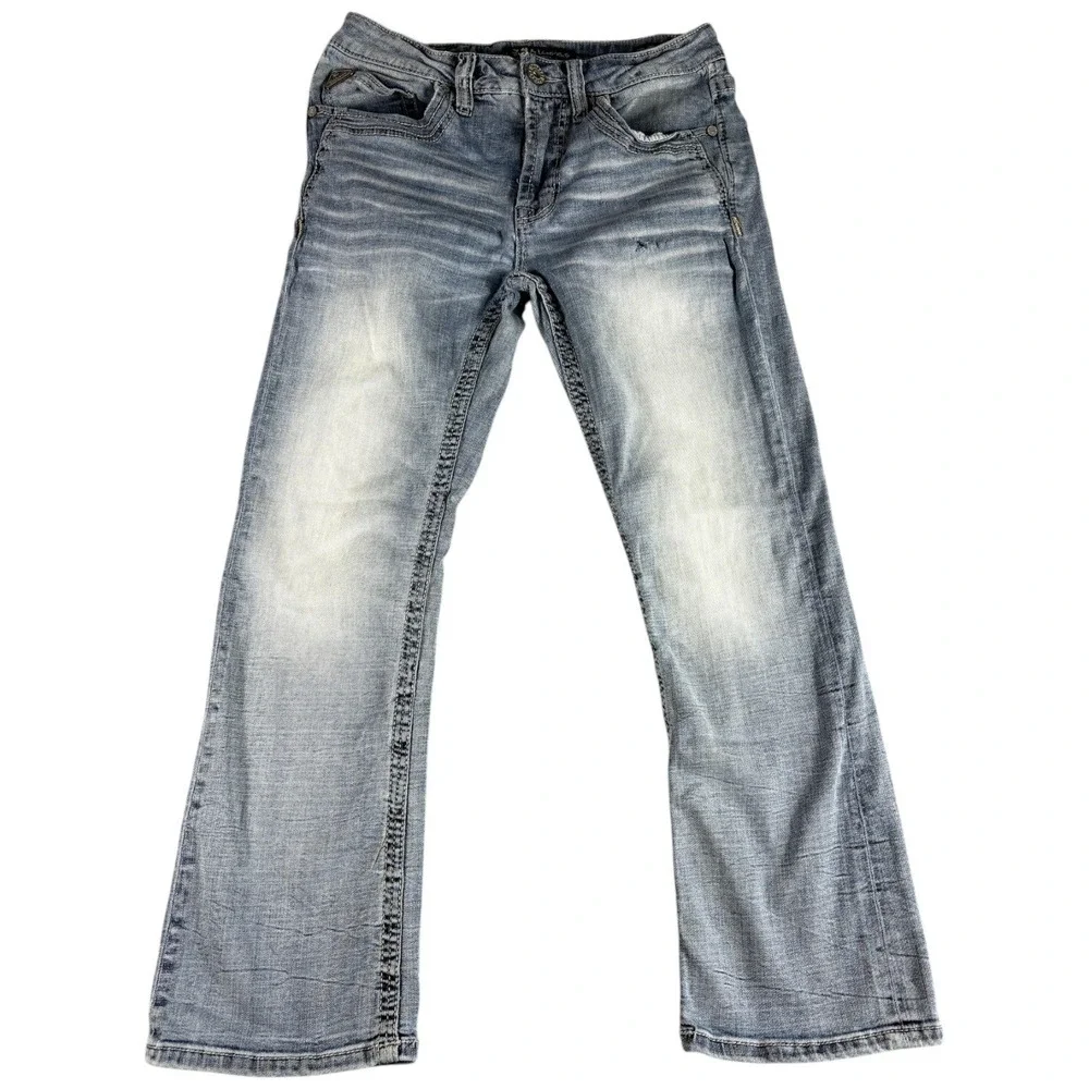 Salvage Supply Co Havoc Slim Bootcut Jeans Men 31x30 Blue Denim Buckle Exclusive